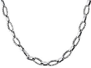 Sterling Silver Marquise Scroll Chain Link Necklace 5.75mm