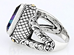 Magic Green™ Quartz Sterling Silver & 18K Gold Accent Solitaire Ring 6.30ctw