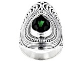 Green Quartz Sterling Silver Scroll Design Solitaire Ring 3.00ct