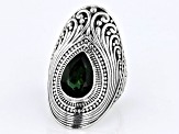 Green Quartz Sterling Silver Scroll Design Solitaire Ring 3.00ct