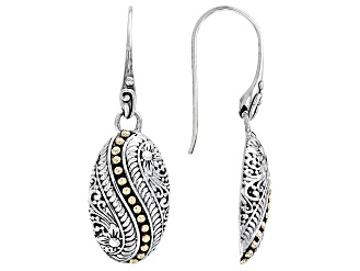 Sterling Silver & 18K Yellow Gold Accents Filigree & Floral Earrings