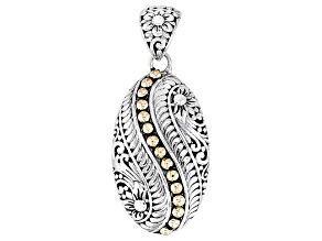 Sterling Silver & 18K Yellow Gold Accents Filigree & Floral Pendant