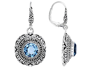 Sky Blue Topaz Sterling Silver Beaded Earring 4.00ctw
