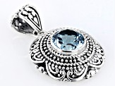 Sky Blue Topaz Sterling Silver Beaded Pendant 4.00ct