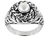 5.5-6.5mm Cultured Freshwater Pearl Sterling Silver Swirl Ring