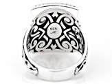 Rectangle Red Coral Sterling Silver Ring 16x10mm