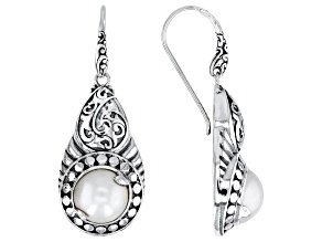 10.5-11.5mm Cultured Mabe Pearl Sterling Silver Scroll Earrings