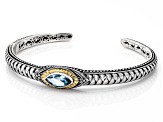 Swiss Blue Sterling Silver With 18K Gold Accent Cuff Bracelet 2.00ct