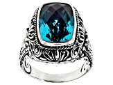 Paraiba Color Quartz Doublet Sterling Silver Ring 5.00ct