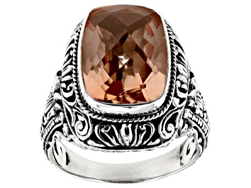 Pink Mystic Quartz Sterling Silver With 18K Yellow Gold Accents Solitaire Ring 5.40ct