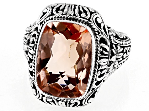 Morganite Color Quartz Doublet Sterling Silver Ring 5.10ct
