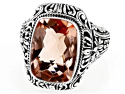 Morganite Color Quartz Doublet Sterling Silver Ring 5.10ct
