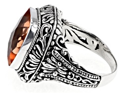 Morganite Color Quartz Doublet Sterling Silver Ring 5.10ct