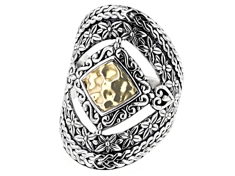 Sterling Silver & 18K Yellow Gold Statement Floral Ring