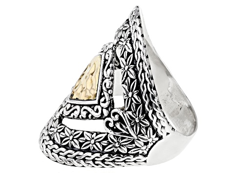 Sterling Silver & 18K Yellow Gold Statement Floral Ring