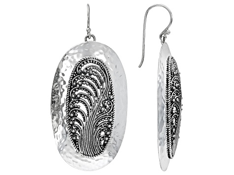 Sterling Silver Hammered & Filigree Medallion Earrings