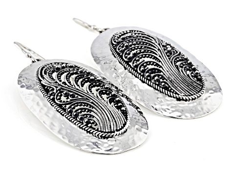 Sterling Silver Hammered & Filigree Medallion Earrings