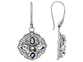 Amethyst & Swiss Blue Topaz Sterling Silver with 18K Gold Accent Earrings 1.54ctw