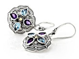 Amethyst & Swiss Blue Topaz Sterling Silver with 18K Gold Accent Earrings 1.54ctw