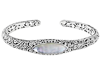 Picture of Marquise Mother-of-Pearl Sterling Silver Cuff Bracelet 23x8mm