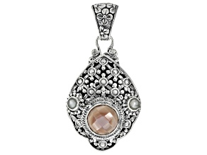 10mm Pink Mother-of-Pearl With 3.5-4mm Cultured Freshwater Pearl Sterling Silver Pendant