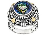 Magic Blue™ Quartz Sterling Silver & 18K Gold Accents Solitaire Ring 3.97ct