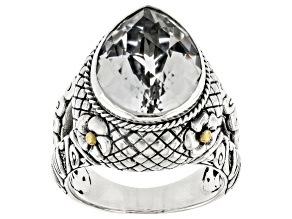 White Topaz Sterling Silver with 18K Gold Accents Ring 8.24ct