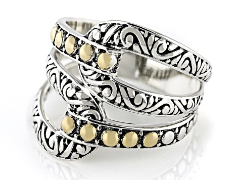 Sterling Silver With 18K Gold Accents Multi-Row Ring