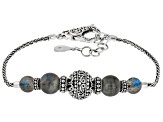 6-8mm Labradorite Sterling Silver Beaded Bracelet