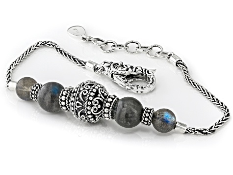 6-8mm Labradorite Sterling Silver Beaded Bracelet