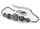 6-8mm Labradorite Sterling Silver Beaded Bracelet