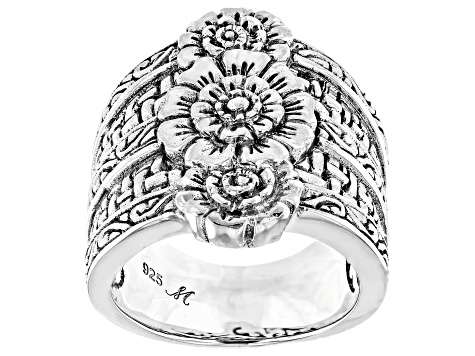 Sterling Silver Floral Statement Ring