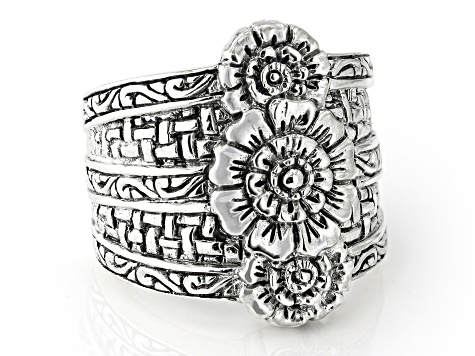 Sterling Silver Floral Statement Ring