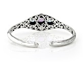 Amethyst & Blue Topaz Sterling Silver 3 Stone Hammered Cuff Bracelet 2.41ctw