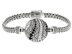 Black Spinel & White Zircon Sterling Silver Bracelet 1.02ctw