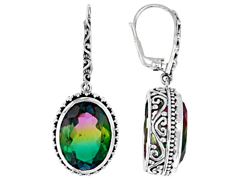 Watermelon Quartz Triplet Sterling Silver Beaded Earrings 15.88ctw