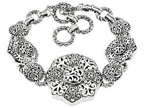 Sterling Silver Floral Station Bracelet