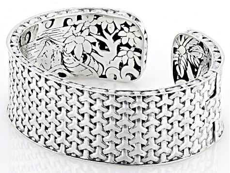 Sterling Silver Basket Weave Design Cuff Bracelet