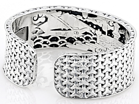Sterling Silver Basket Weave Design Cuff Bracelet