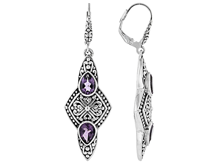 Amethyst Sterling Silver Dangle Earrings 1.68ctw