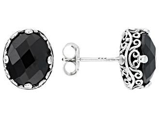 Black Spinel Sterling Silver Stud Earring 5.50ctw