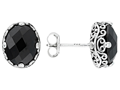 Black Spinel Sterling Silver Stud Earring 5.50ctw