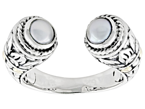 Silver Cultured Freshwater Pearl Sterling Silver Cuff Ring 4.5-5mm