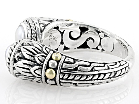 Silver Cultured Freshwater Pearl Sterling Silver Cuff Ring 4.5-5mm