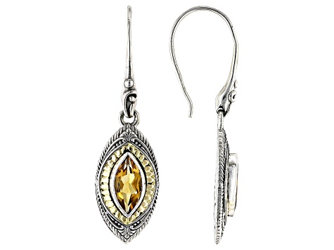 Citrine Sterling Silver & 18K Gold Accent Earrings 1.36ctw