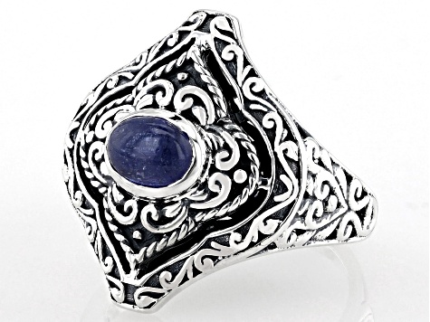 Tanzanite Sterling Silver Ring 6x4mm