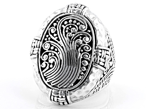 Sterling Silver Filigree Hammered Ring - BAL607