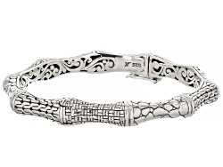 Sterling Silver Textured Detail Bangle Bracelet