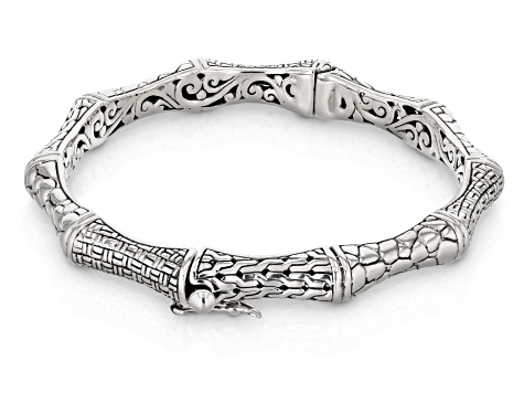 Sterling Silver Textured Detail Bangle Bracelet