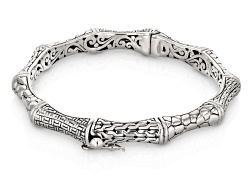 Sterling Silver Textured Detail Bangle Bracelet